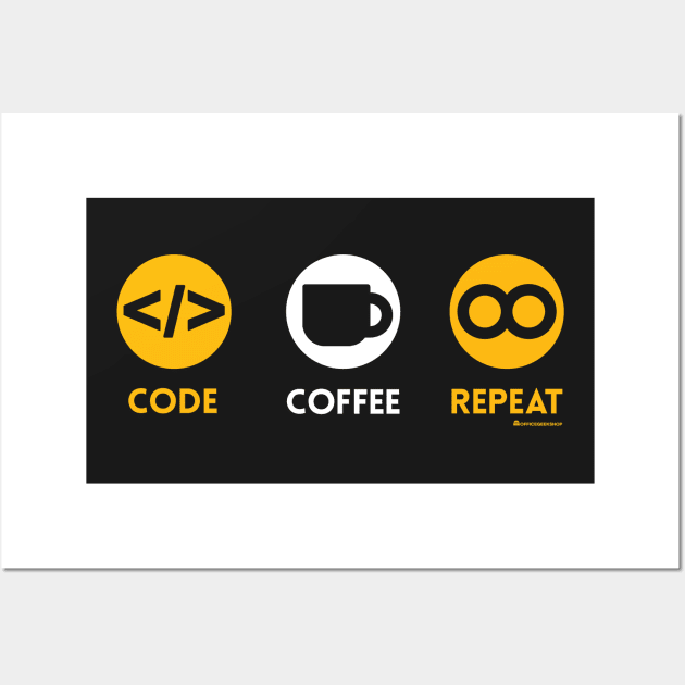 CODE COFFEE REPEAT Wall Art by officegeekshop